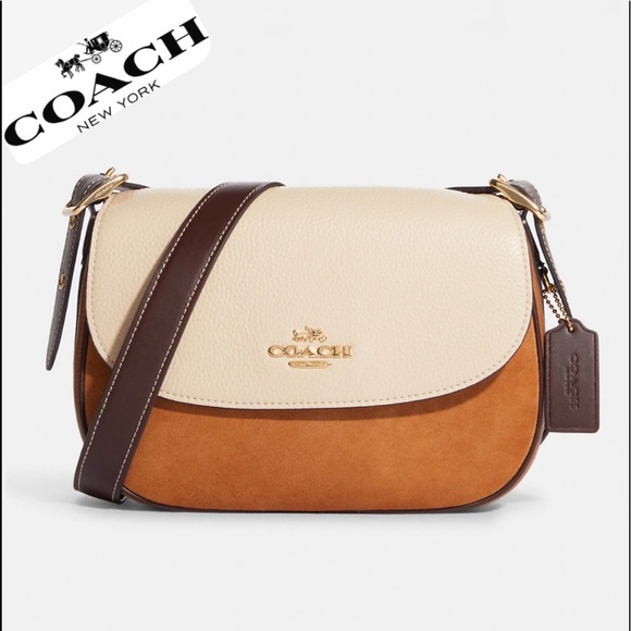 NWT COACH CB895 MACIE SADDLE BAG IN COLORBLOCK GENUINE LEATHER/SUEDE CROSSBODY